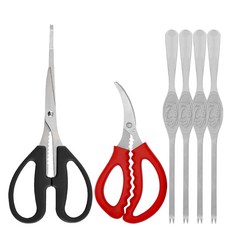 게가위 1개 + 새우가위 1개 + 게포크 4개, 블랙+레드, 1세트