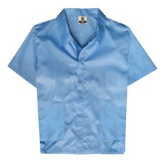 KJ 방진복 반팔상의 Y카라 제전복 무진복 제전방진복 클린복 크린룸 반도체 정전기방지 작업복, 1개, 스카이블루