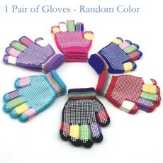 컬러 아웃도어 스키 미끄럼 방지 도트 고무장갑 니트 보온장갑, 레드, 프리 사이즈, 1개