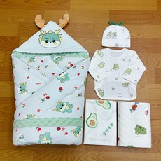 嬰兒待產包新生兒出產房包被組, 如意龙绿-整套,9月10月份【550克左右】