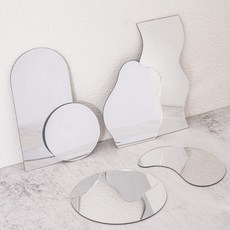 웨이브 비정형 구름 감성 책상 거울 실버 세트 OBJ-30SV