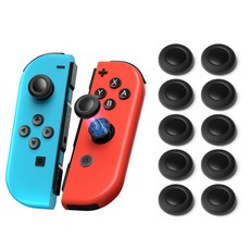 NS 조이스틱 컨트롤러 교체 엄지 그립 캡 N-Switch OLED 및 NS Lite와 호환됨, 1세트, 블랙, 4N4S1201102100