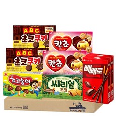 블루존 초코스낵 5종 10개 세트 (칸쵸2+abc초코쿠키2+롯데빼빼로2+씨리얼초코2+초코송이2), 1개