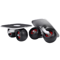 飄移板，輕巧便攜，藍色透明輪胎，街頭衝浪，分體式設計，耐磨材質, 黑色不閃輪/一對【弧形輪】, 1套裝