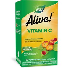 Nature's Way 然萃維 Alive西印度櫻桃維他命C植物膠囊, 120顆, 1罐