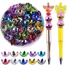 펜용 초점 비즈 비즈 펜용 벌크 초점 60개 비즈 가능한 펜용 꽃잎 비즈 캡 아크릴 초점 비즈 키체인 제작용 주얼리 제작용 팔찌 목걸이 공예 참, 펜용 초점 비즈, 비즈 펜용 벌크 초점 60개, 비즈