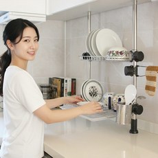기둥식 식기건조대 400 싱크선반, 2단, 혼합색상, 1개