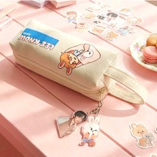 스트레이키즈 학생용 캔버스 필통 키링 학교 학원 데일리 파우치 스키즈 굿즈, 1개, 디자인 H