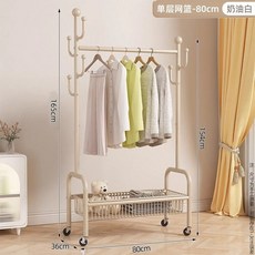 사계절 실내용 옷걸이 행거 스탠드형, 80cm 크림화이트 단층 6개 후크, 기본 색상