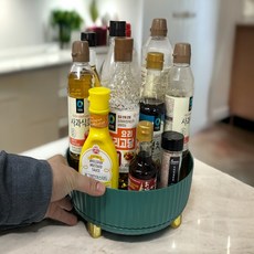 NIE 냉장고 양념통 정리 회전트레이 그린 대형