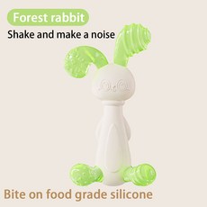 모빌 1PC 아기 치과 접착제 작은 토끼 치아 연삭 스틱 컬러 실리콘 안티 먹는 손 장난감 흔들어 기쁨, [06] green, 1개