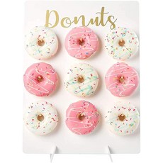 파티용 도넛 스탠드 테이블용 도넛 벽 홀더 브라이덜 샤워 생일 결혼식을 위한 재사용 가능한 목재 도넛 페그보드 도넛 9개 보관, 파티용 도넛 스탠드, 테이블용 도넛 벽 홀더, 브라이덜