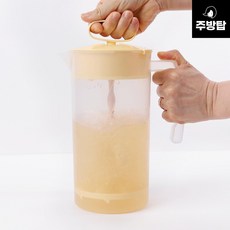 심플 믹스 피쳐 대용량 카페 음료 제조 쉐이커 계량 믹서 핸드 믹싱피쳐, 1개, 2L, 노랑