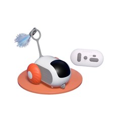 福媽寵物 貓玩具 電動逗貓遙控車 逗貓玩具車 逗貓棒替換頭 自動逗貓車 遙控逗貓車, 活力橙（含兩個替換頭）, 1個, 詳見說明