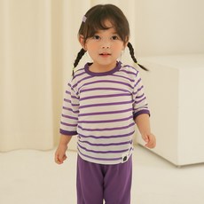 보보 아동용 캔디 스트라이프 7부 레이온 실내복 세트