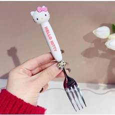 스테인리스 식기 세트 귀여운 포크 스푼, 키티 캣 포크, 1개, 기본 색상