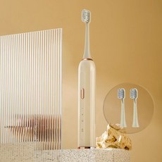 【無品牌】-新款簡約風電動牙刷成人情侶全自動智能防水軟毛聲波電動牙刷, 1個, 無尺寸, 充電款-卡其色【送兩刷頭】