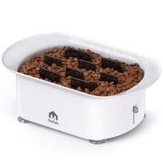 PetPath 寵物慢食碗 狗狗慢食盆 防滑防濺 可調節餵食速度, 1個, 白灰款