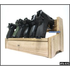 【野戰搖滾-生存遊戲】木製戰術手槍展示架 - 含抽屜 可放六把手槍 木製手槍架 彈匣 收藏盒 抽屜櫃 手槍櫃 槍架, 1個, 手槍展示架