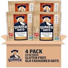 Quaker 퀘이커 글루텐 프리 올드 패션 롤 귀리 680.4g 재밀봉 가능한 백 4팩, 1개