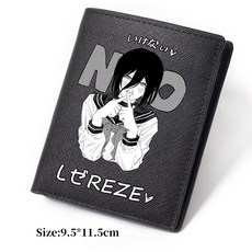 Reze 테마 지갑 개인화 체인소 맨 애니메 캐릭터 블랙 동전 지갑 카드 홀더 PU 휴대용 돈 가방
