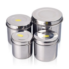 不銹鋼密封罐 帶蓋 藥膏碘伏棉花棉球用缸 消毒用品罐, 1個, 中號（9cm）