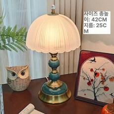 조명 램프 독서등 침실용 유럽식 빈티지, 터치 스위치, 로열블루 스타일 매트 텍스처 갓