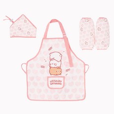 MOLANG Heart Pang Pang 防水圍裙 + 頭巾 + 臂趾套組 女嬰小學幼兒園日託中心用品