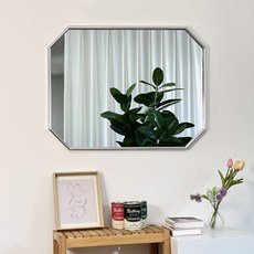 다온 화장대 욕실 인테리어 팔각 알루미늄 거울, 실버