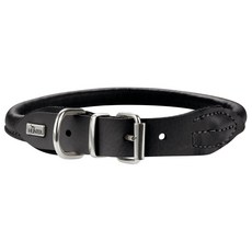 헌터스마트 라운드 & 소프트 엘크스킨 애견 목줄, Black, 1개
