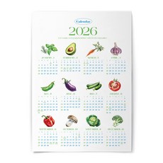 2026 포스터 인테리어 달력 캘린더 한장달력 냉장고달력 연력 1년달력, 1개, 프레쉬
