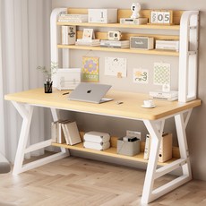 Kurua 다용도 철제 컴퓨터 사무용책상, 우드화이트