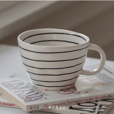 1週末咖啡時光手感線條陶瓷杯 水杯牛奶杯燕麥碗陶瓷杯 萬安/, 黑色橫紋, 1個