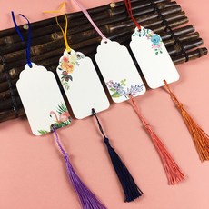 臺灣出貨 創意幼兒園許願卡吊樹卡心願卡懸掛件吊牌兒童開學祝福空白卡片紙, 繁花40張配彩色絲帶和彩色流蘇, 1個