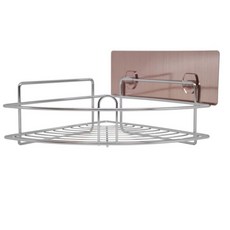 家而適廚衛扇形角落架 (內附承重保固卡.贈送補助型貼片) 免釘免鑽 浴室收納, 銀, 1個