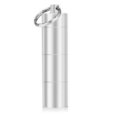 鋁合金藥瓶 戶外多層防水收納罐 模組化便攜鑰匙扣掛, 霧銀色, 1個