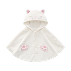 嬰幼兒貓咪毛絨保暖斗篷披風 秋冬可愛卡通造型外出服