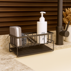 싱크대 물빠짐 스텐 수세미 거치대 주방 정리 선반 걸이 트레이 모욜, 그레이, 1개