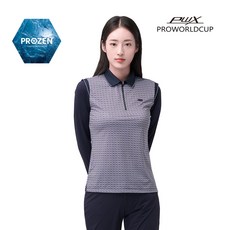 프로월드컵 여성 프린트 카라 집업 티셔츠 골프웨어 냉감 기능성 Q124-3402-1