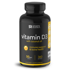 SPORTS RESEARCH 維他命D3軟膠囊 50mcg, 360顆, 1罐
