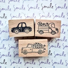귀여운 자동차 스탬프 스크랩북 용품 DIY 공예 저널링 일기장 장식 나무, 3 Stamp set B