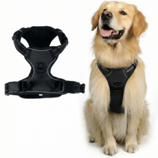 러뷰 앞선방지 반려견하네스, 1개, 블랙