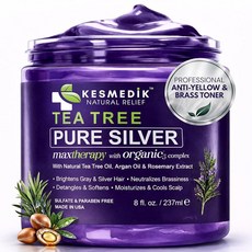 KESMEDIK 티트리 퍼플 헤어 마스크 토너 아르간 오일 함유 건조하고 손상된 탈색용 딥 컨디셔너 블론드, 티트리 퍼플 헤어 마스크, 금발 및 흰머리용, 황동,