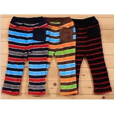 韓風童品 條紋珊瑚絨保暖褲 男童女童嬰幼兒打底長褲 特價優惠
