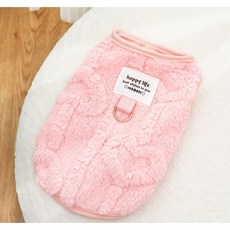 강아지 파스텔 뽀글이 하네스 패딩 겨울 산책용 의류, 핑크, 1개