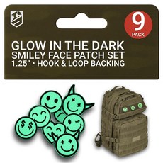 Bluyellow 야광 스마일리 페이스 패치 세트 자수 후크 & 루프 모랄 패치 재킷 배낭 개 하네스 전술 조끼 에어소프트 장비 재미있는 표정 3.2cm(1.25인, Bluyellow 야광 스마일리 페이스 패치 세트, 자