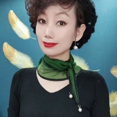 天絲包邊護頸巾 時尚純色簡約薄款紗巾 輕奢珍珠長圍巾, 05綠色天絲包邊款, 1個