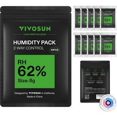 VIVOSUN 62% RH 양방향 습도 조절 팩 크기 8g 10팩 각각 1온스 보관용 식품 표시 카드가 있는 수분 밸런서, 8g - 10pcs
