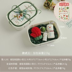 【台灣出貨】聖誕主題香薰 禮品套裝 創意松果雪人手套 聖誕樹造型 蠟燭擺件 伴手禮, 1個, 款式三:雪人(1對) 茶蠟 手套
