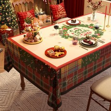 【熱銷Top1-限時下殺】聖誕桌布 新年聖誕桌布 防水防油免洗PVC氛圍感餐桌墊 紅色派對裝飾佈置檯布, 1個, 暖冬聖誕鹿[升級加厚],80 * 120cm